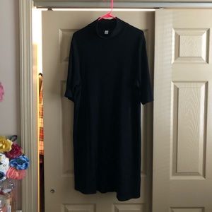 Black Ribbed Mock Neck Dress